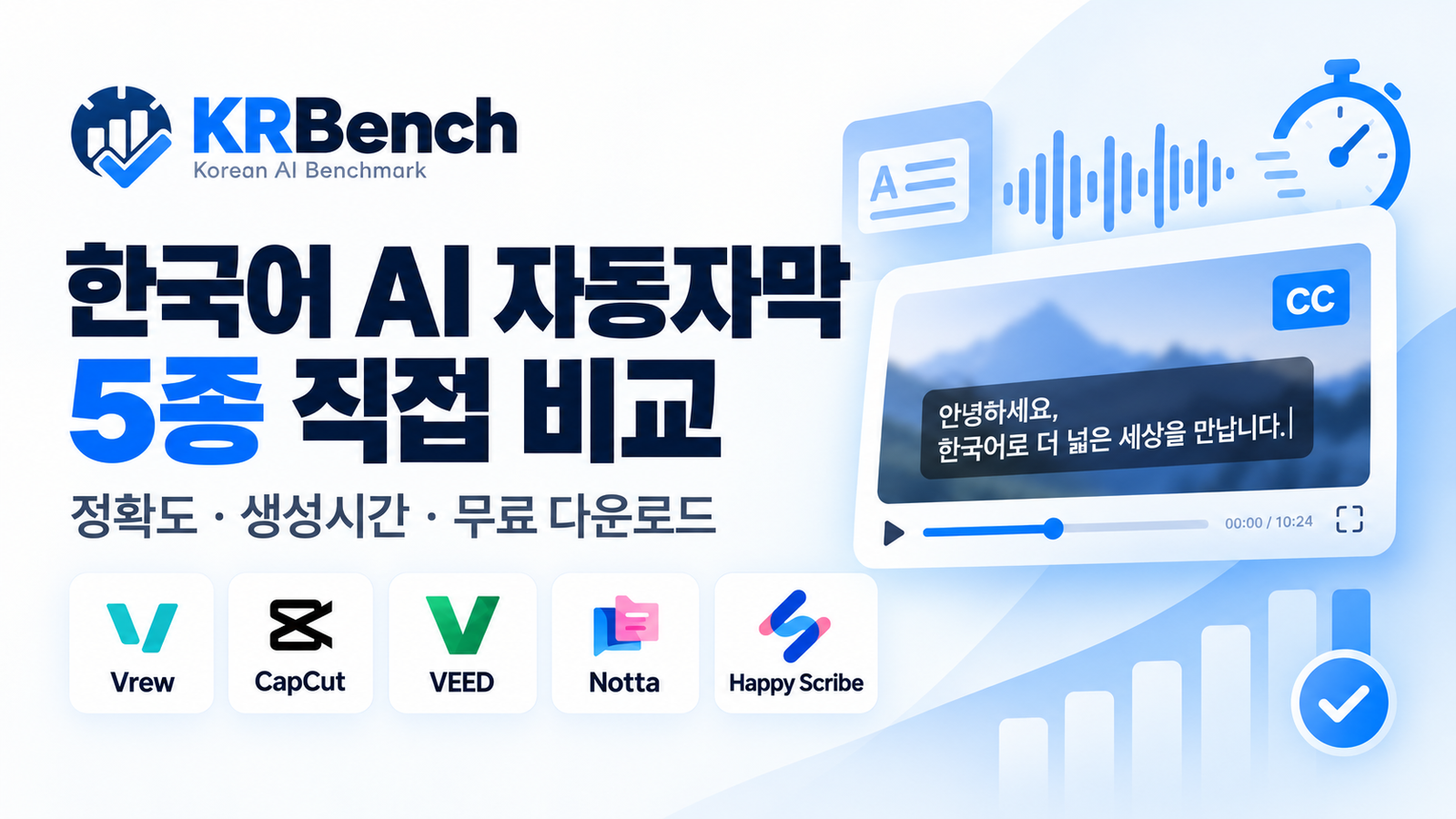 KRBench 한국어 AI 자동자막 5개 서비스 비교 테스트